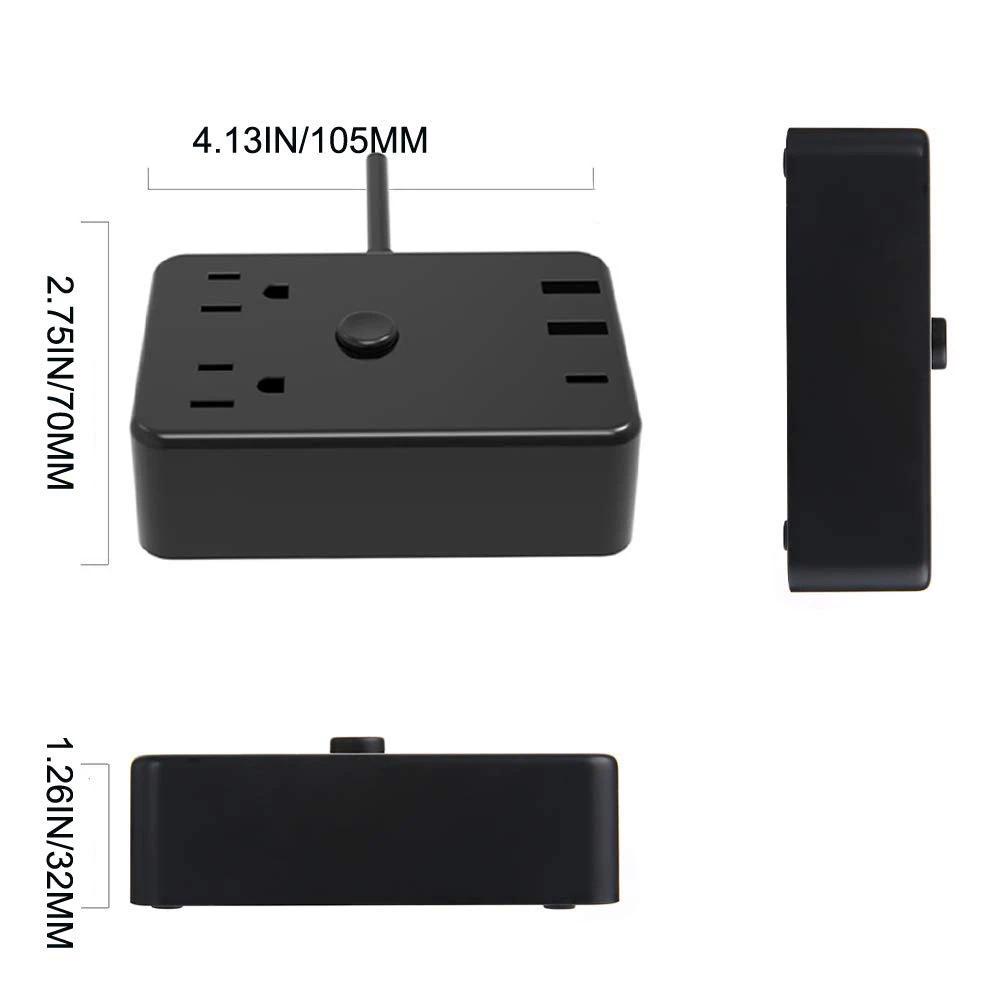 Переносной сетевой фильтр с американской вилкой 2 USB 1 C и розетками Настольная