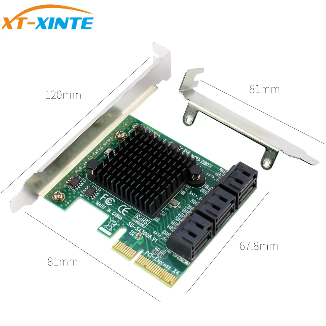 PCI E Express до 6 портов SATA3.0 SATA 3 III Гбит/с контроллер адаптер расширения w