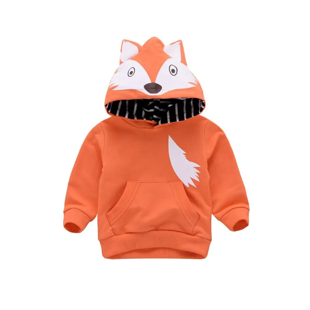 Kids Girls Fashion Hooded Long Sleeve Regular Orange Casual Animal