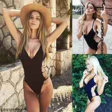 Пикантные Для женщин Купальники Push Up Мягкий Бикини сплошной сексуальный Купальники сторона купальник с вырезами плавающая цепь купальный Монокини Пляжная одежда