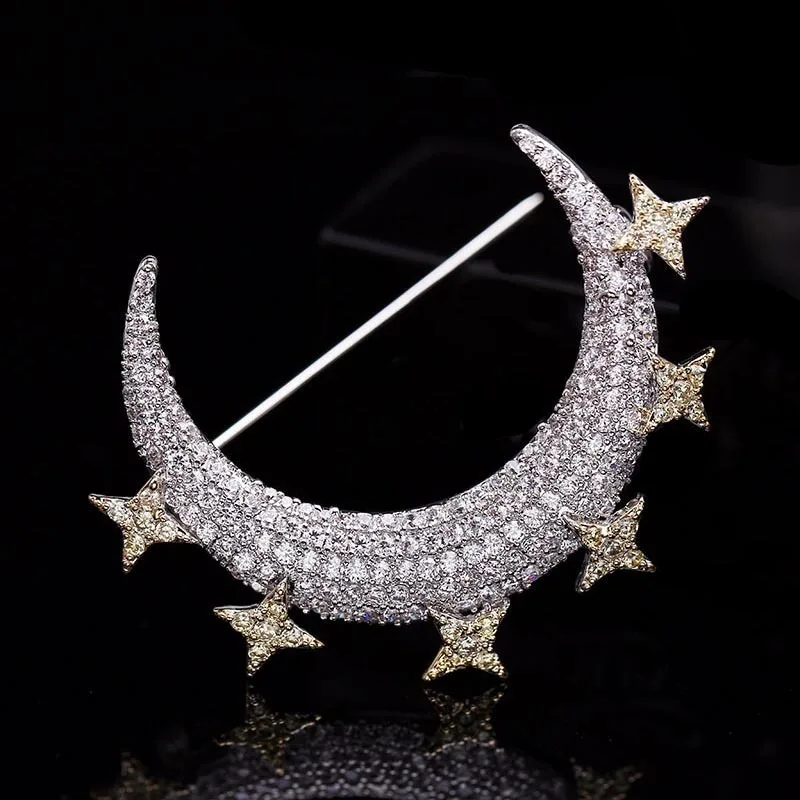 Высокое качество красивая звезда Лунная Брошь Pin для Для женщин пальто