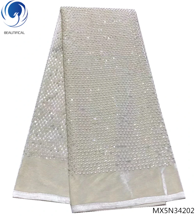 

Beautifical heavy sequins lace velvet laces african bridal lace fabric top quality with lots sequins for bling dress MX5N342