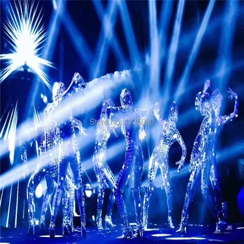 

Female sexy dj wears mirrors bodysuit singer dance costumes bar performance club dress clothe silver mirror jumpsuit outfits