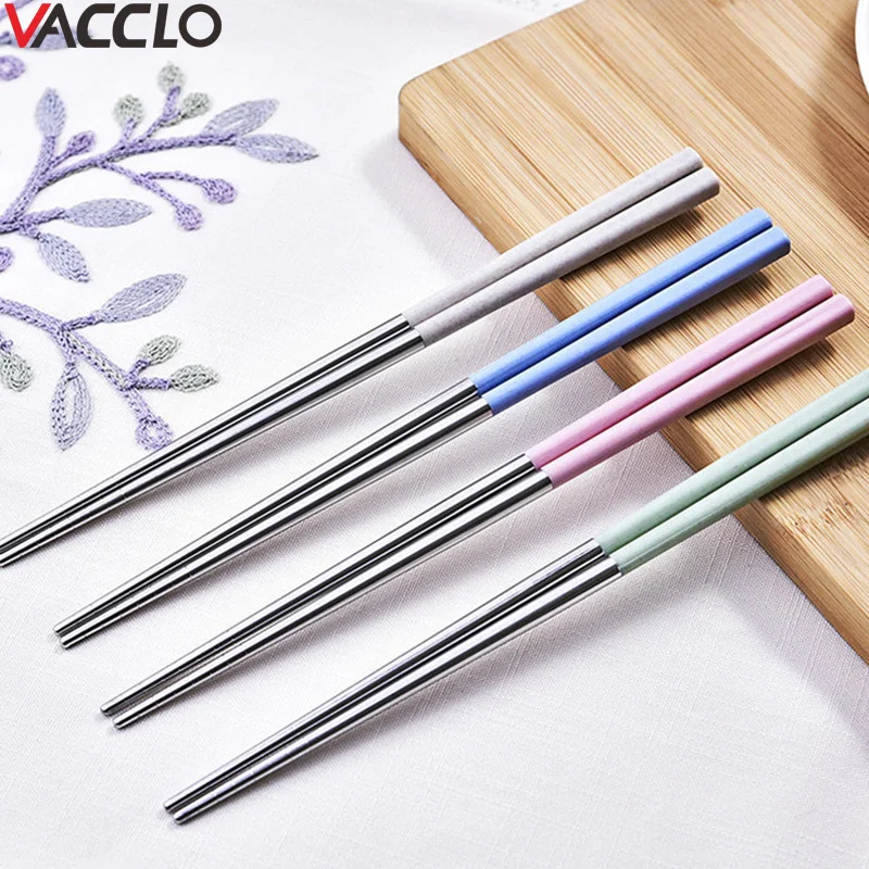 

Vacclo Wheat Stalk Stainless Steel Chopsticks Japanese Tableware Creative Environmental Protection Mildew Anti-slip Chopsticks