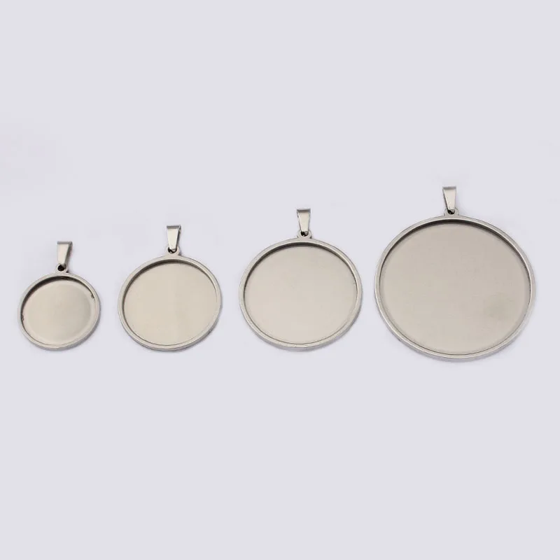 

10pcs stainless steel 20mm 25mm 30mm 40mm dia cabochon base setting diy blank pendant tray for necklace making