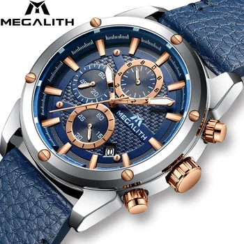 

MEGALITH 2019 New Blue Silicone Quartz Watch Men Sports Military Chronograph Men Watch Waterproof Reloj Hombre Relogio Masculino