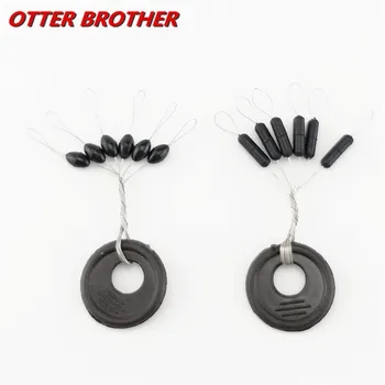 

60 Pcs 10 Groups/Set Float Black Rubber Stopper Fishing Bobber Stopper Float Oval Bean Space Fishing Line Tackle Accessories