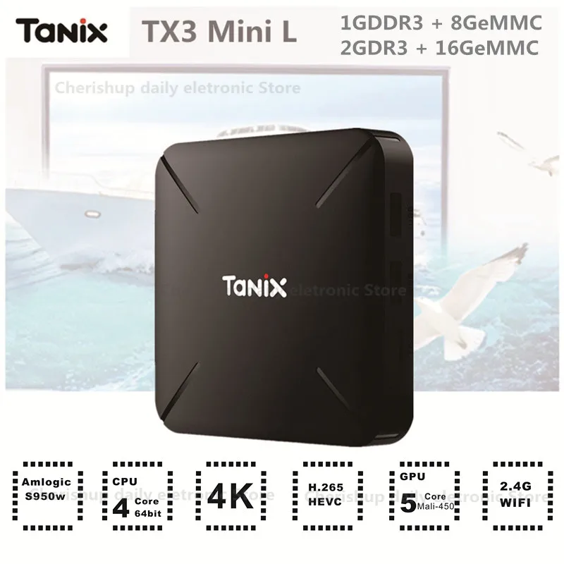 Tanix TX3 мини L умные телевизоры Box Android 7 1 Amlogic S905W К 4 к ТВ коробка 2.4g WiFi 100 Мбит/с ядра
