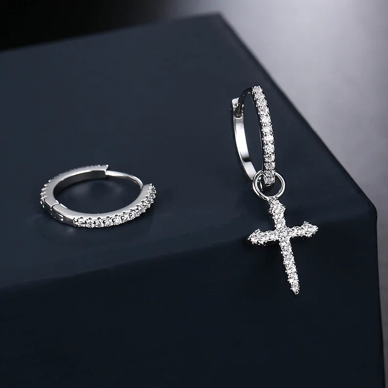 

UMGODLY Fashion Luxury Brands Asymmetric Cross Earrings Full Micro Cubic Zirconia Stones Women Girls Monaco Jewelry