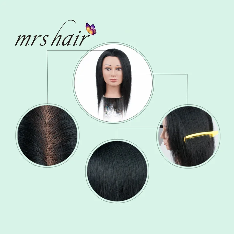 MRS HAIR Учебная модель головы настоящие человеческие волосы модель головы Парикмахерская обучение "-18" Черный Коричневый Цвет обучение мод