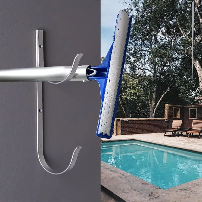

2pcs Aluminium Alloy Telescopic Bar Hook Swimming Pole Hanger Organizer Durable Wall Mounted Robe Hook Towel Bar Cloth Hanger