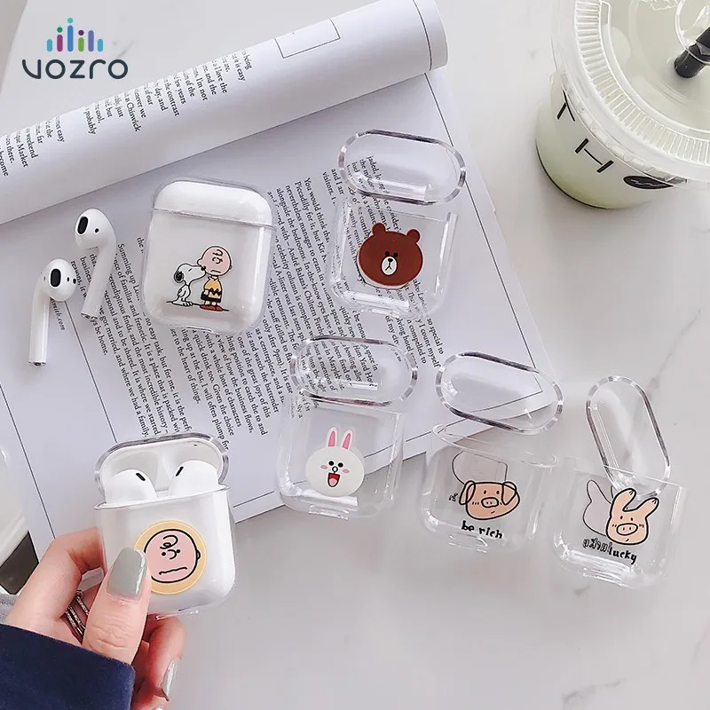 

VOZRO cute cartoon Wireless Bluetooth Earphone Case For Apple AirPods Silicone Headphones Cases For Airpods 2 Protective Cover