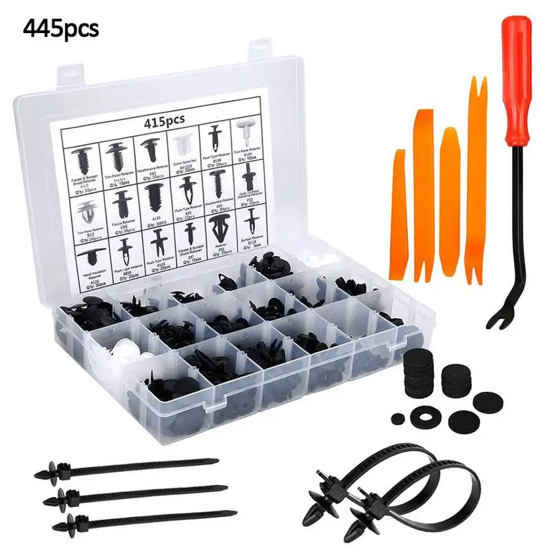 

415pcs Car Retainer Clip with Fastener Remover Kit Boxed Door Panel Buckle Plastic Fastener Rivets Combination Buckle Set