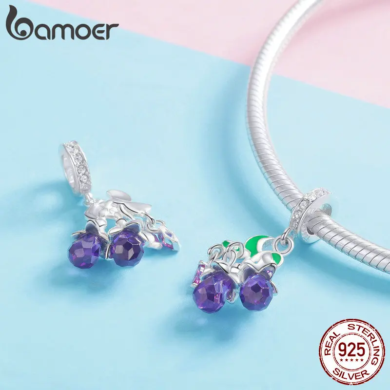 Koop BAMOER Nieuwe Collectie 925 Sterling Zilver Kleurrijke CZ Bloem Fruit Charms Fit Vrouwen Charm Armbanden Bangles Sieraden Maken SCC1019