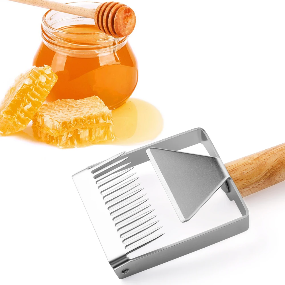 

1 PC Wood Handle Knitting tool Decommissioned Fork Iron Honeycomb Honey scraper Apiculture Device Decommissioned fork