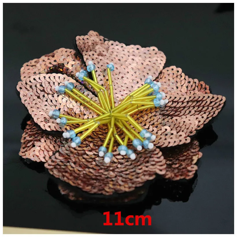 Ручной работы из бисера 3 цвета блестки большой цветок ткань наклейки Одежда diy Аксессуары декоративная заплатка наклейки