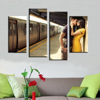 

4PCS A strong lover at the station Wall painting print on canvas for home decor ideas paints on wall pictures art Noframed