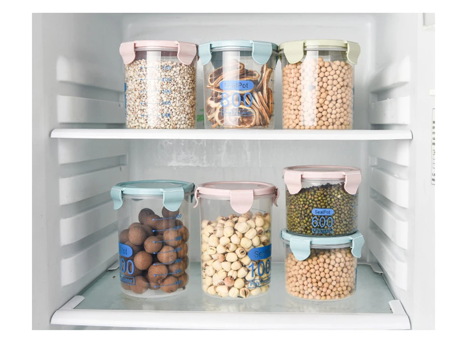 

Kitchen Stackable Plastic Sealed Cans Food Storage Box Grain Cereal Storage Tank Snacks Dry Goods Storage Jar