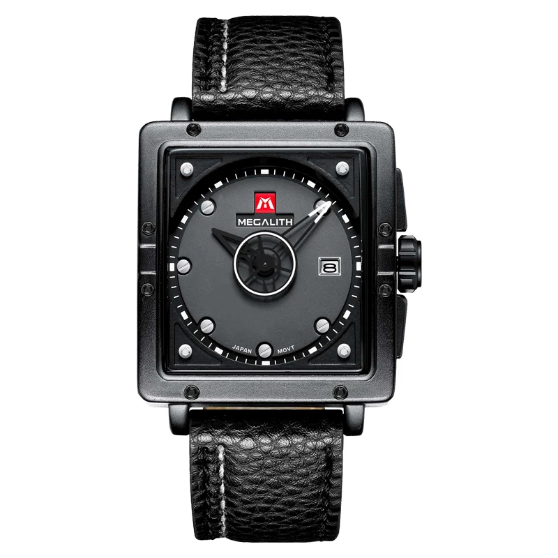 

MEGALITH Fashion Watches Mens Waterproof Militray Sport Wrist Watches Black Leather Quartz Watch Clock Male Relogio Masculino