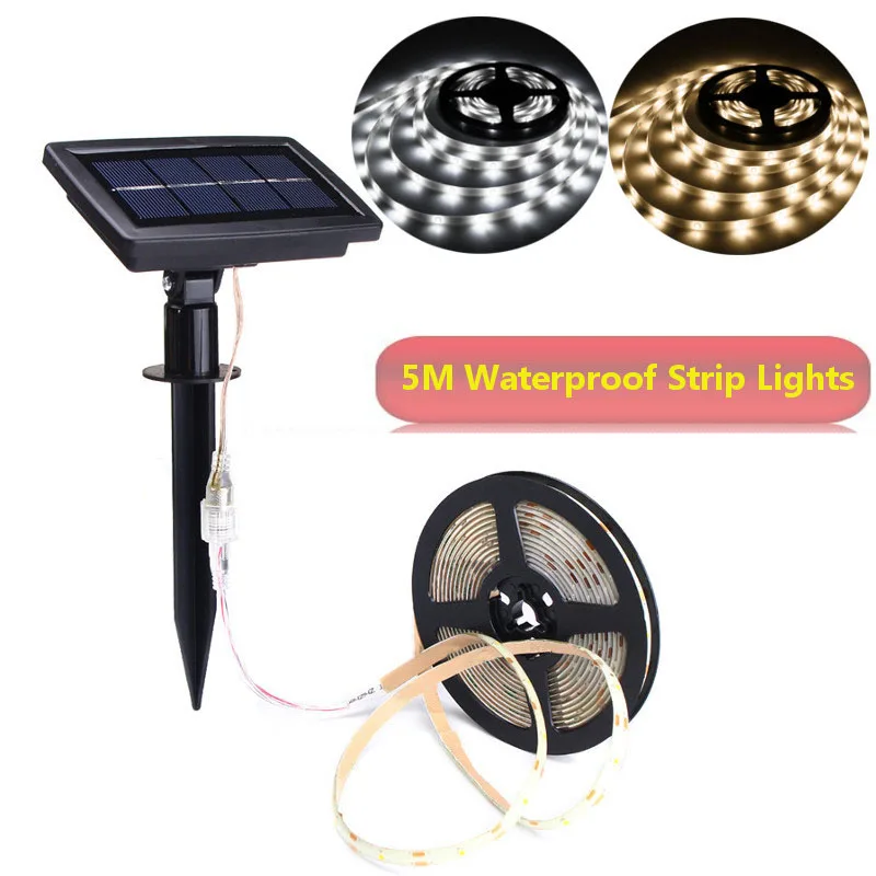 

5m Waterproof Solar LED Strip Light 2835smd IP65 Pure White/warm White Single Color LED StripOutdoor Garden Decor