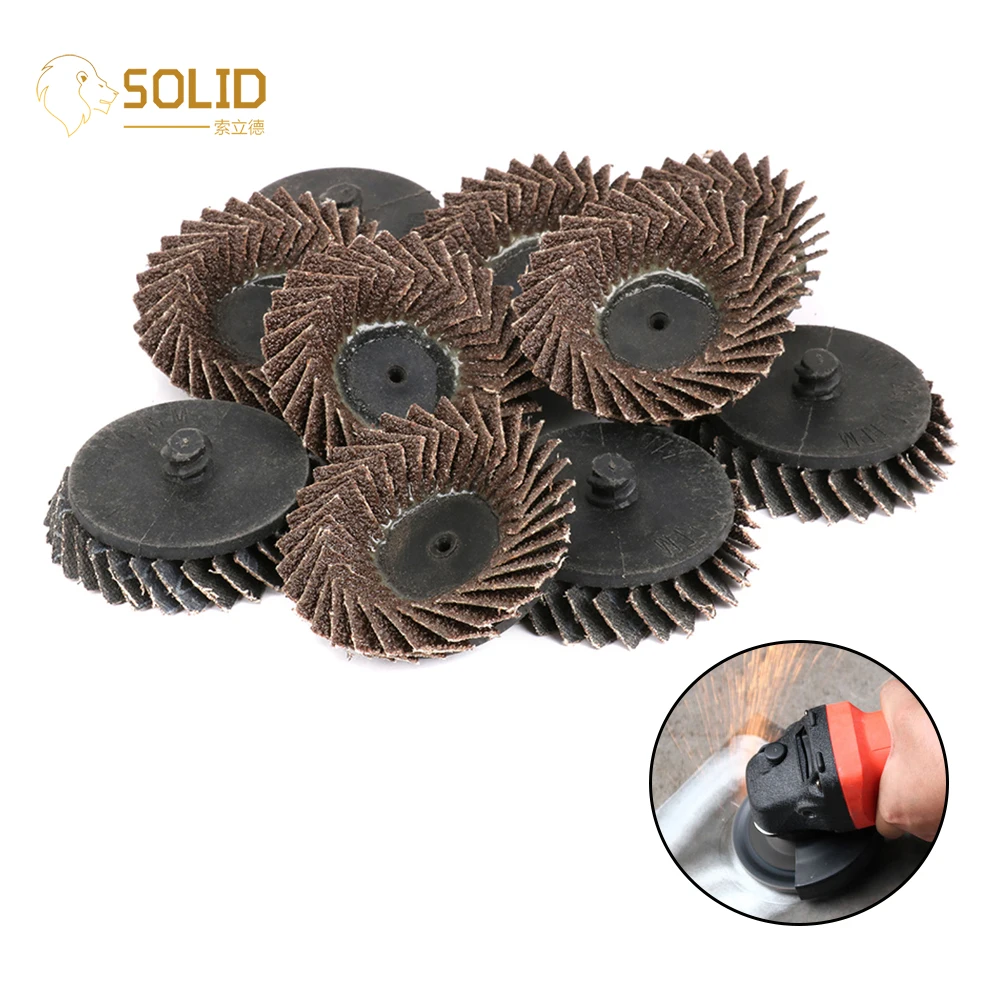 5Pcs 2" 60# Abrasive Flap Disc Wheel Type R Roloc Grinding Flap Disc Threaded Twist Lock for Derusting and Grinding Metal 55mm