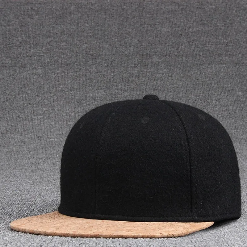 Высококачественная шерстяная фетровая Кепка Snapback s, Зимняя кепка в стиле хип-хоп для мальчиков, плоская кепка, однотонные скейтборд, Мужская деревянная пробка, бейсболки