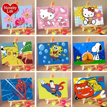 

DIY Small Picture Painting By Numbers Easel Spongebob Children Home Decor Canvas Oil Painit Kids Bed Room Living Wall Boys Gifts