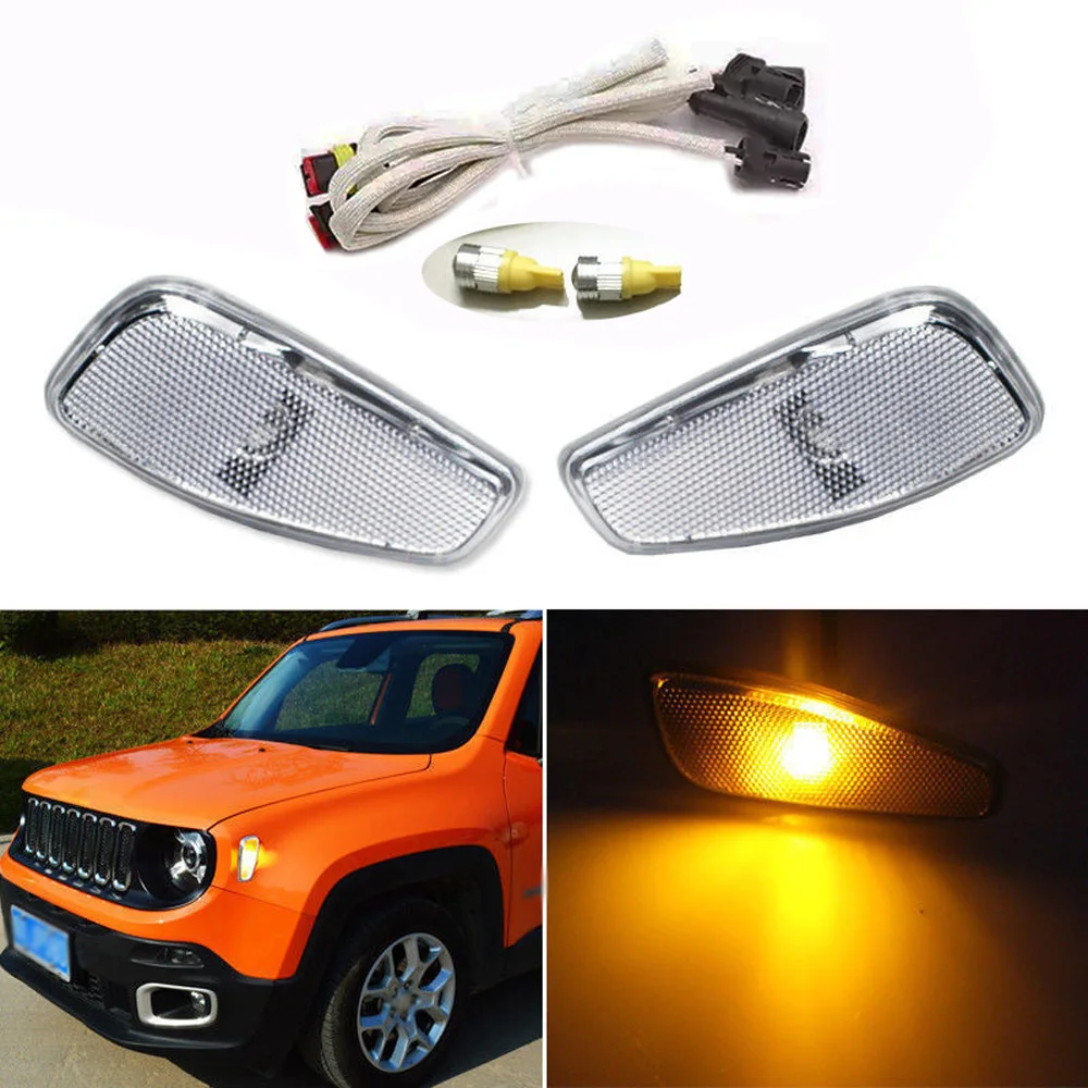 

Auto LED Car Side Marker Turn Signal Lens Light Lamp with Accessories For 2015-2017 Jeep Renegade 2pcs White/Yellow/Black Lamp