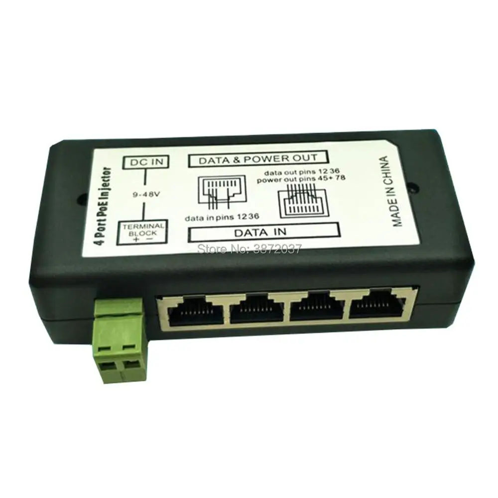 DIYmall 4 порта lan PoE коробка инжектор DC 9-48 В IP блок питания для камеры пассивная мощность по Ethernet модуль
