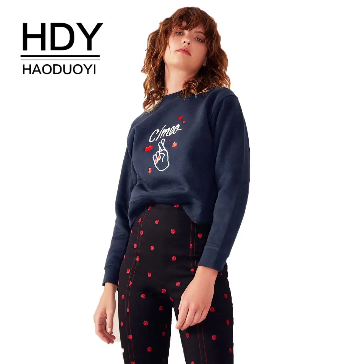 HDY Haoduoyi новинка 2019 женская простая милая и одежда в стиле колледжа с вышивкой
