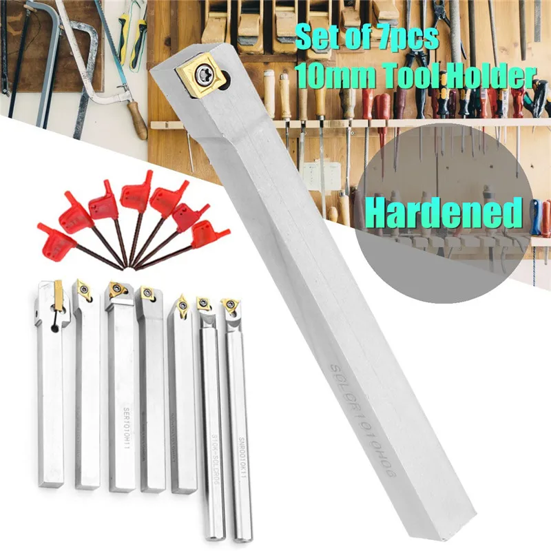 DANIU Upgrade 21pcs 10mm Alloy Steel Turning Tool Holder Lathe Boring Bar + Carbide Insert + Wrench Set Durable