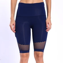 Женские спортивные шорты для йоги, Теннисный карман, нейлоновая сетка, для бега, быстросохнущие, эластичные, дышащие, для фитнеса, узкие шорты, штаны