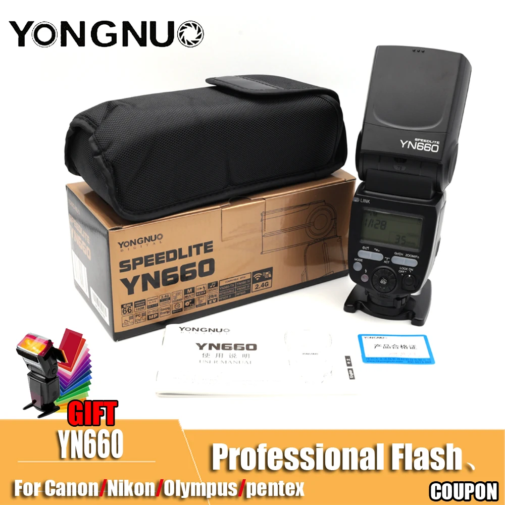 

YONGNUO YN660 YN 660 Updated of YN560-IV 2.4GHz Flash Speedlite Wireless Transceiver Integrated for Canon Nikon Pentax Olympus