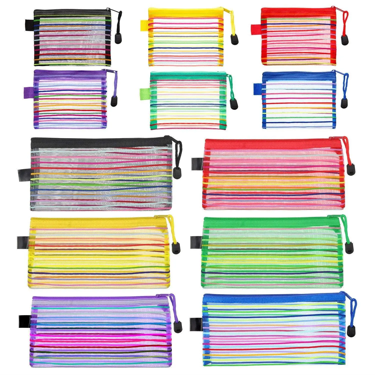 Buy Zipper Mesh Pouch Pen Pencil Case Coin Purse