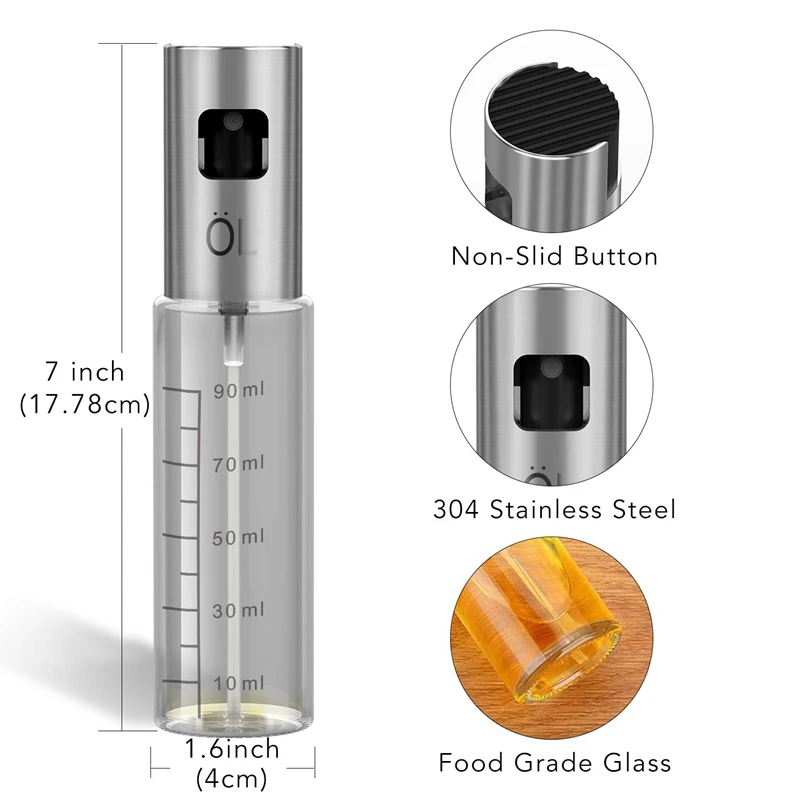 Распылитель оливкового масла Mister Oil dispener Bottle 90 мл, Премиум стеклянный масляный уксус соевый диспенсер для соусов насос распылитель для барбекю, Grilli