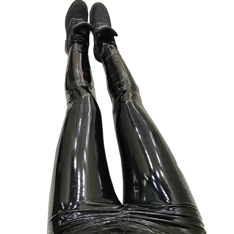 S 3XL Plus Size wet look Leather Leggings Women High Waist