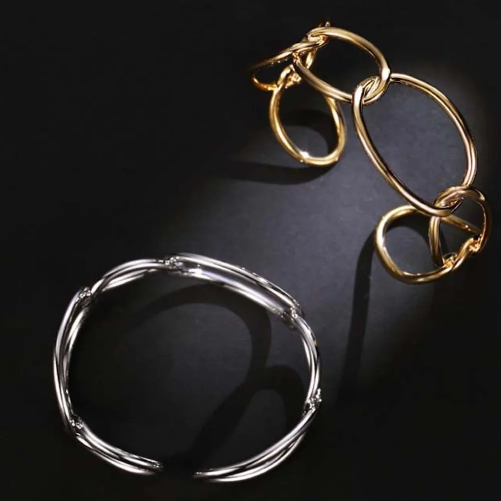Круглый браслет и браслеты из нержавеющей стали для женщин с золотым узлом, открытые браслеты-манжеты, Женские Ювелирные Аксессуары для вечеринки
