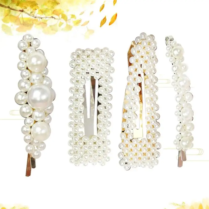 4pcs Hair Clips Simple Decorative Fresh Pearl Fashion Hair Barrettes Hair Accessories Hair Pins for Girls Women Ladies 4pcs Hair Clips Simple Decorative Fresh Pearl Fashion Hair Barrettes Hair Accessories Hair Pins for Girls Women Ladies