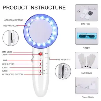 

6 In 1 EMS Ultrasonic Cavitation LED Galvanic Ion Facial Body Beauty Machine Tens Acupuncture Therapy Anti Cellulite Massager a