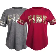 Женская свободная футболка с коротким рукавом, повседневная хлопковая Футболка с блестками, футболка Feather, Женская Удобная популярная одежда