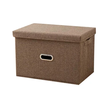 

Fashion and Simple Style Storage Box, Collapsible Linen Fabric Clothing Storage Basket, Toy Box, Organizer with Lids, for Kids