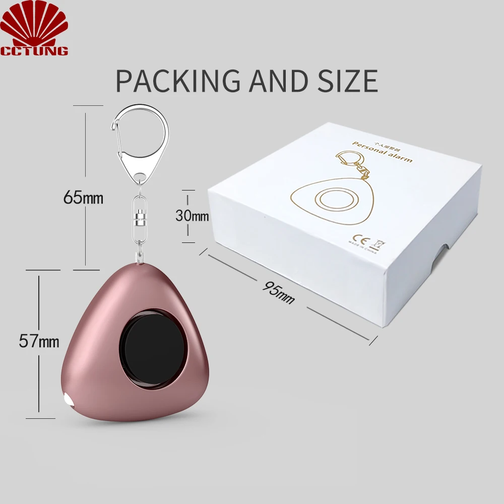 120db Personal Safe Sound Alarm Tri-angle Keychain with LED Light & Security Whistle to Keep Powerful Safety Property Assurance