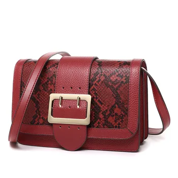 

New Flap Split Leather Women Shoulder Bags Serpentine Red Crossbody Bag Vintage Casual Tote Bag Fashion High Quality Leather Bag