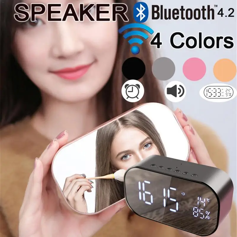 

New Wireless Smart For FV-S2 Clock Bluetooth Speaker With Mirror TF Card Speaker High Quality Fashion Portable Long Standby