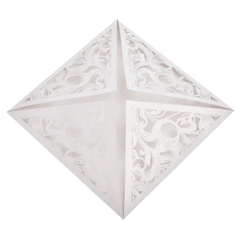  10PCS European Style White Laser Cut Luxury Flora Wedding Invitations Card Elegant Lace Favor Envel - 32953569476
