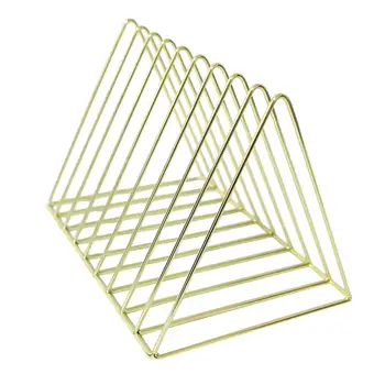 

Creative Metal Desktop Bookshelf Triangle File Holder Organizer for Home Office School (Gold)