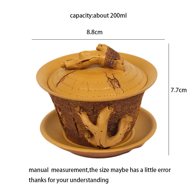 200 мл Исин фиолетовая глина Gaiwan тиснение узор натуральный Zisha Сегмент грязи чай супница домашняя посуда чайная посуда художественное украшение ремесло
