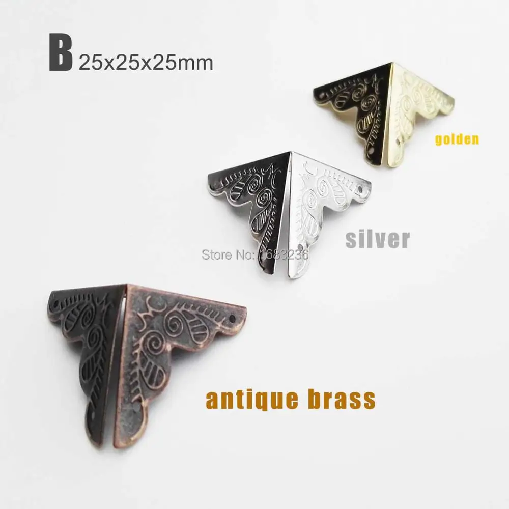 Corner 12pcs Decorative Jewelry Wine Gift Wooden Box Case Table Picture Photo Frame Corner Protector Cover Guard,A silver