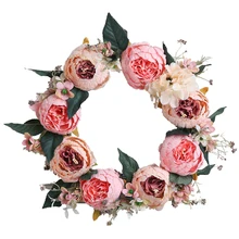 13.78'' Simulation Hydrangea Handmade Garland Rose Wall Decoration Wall Hanging Restaurant Wedding Holiday Decoration Supplies