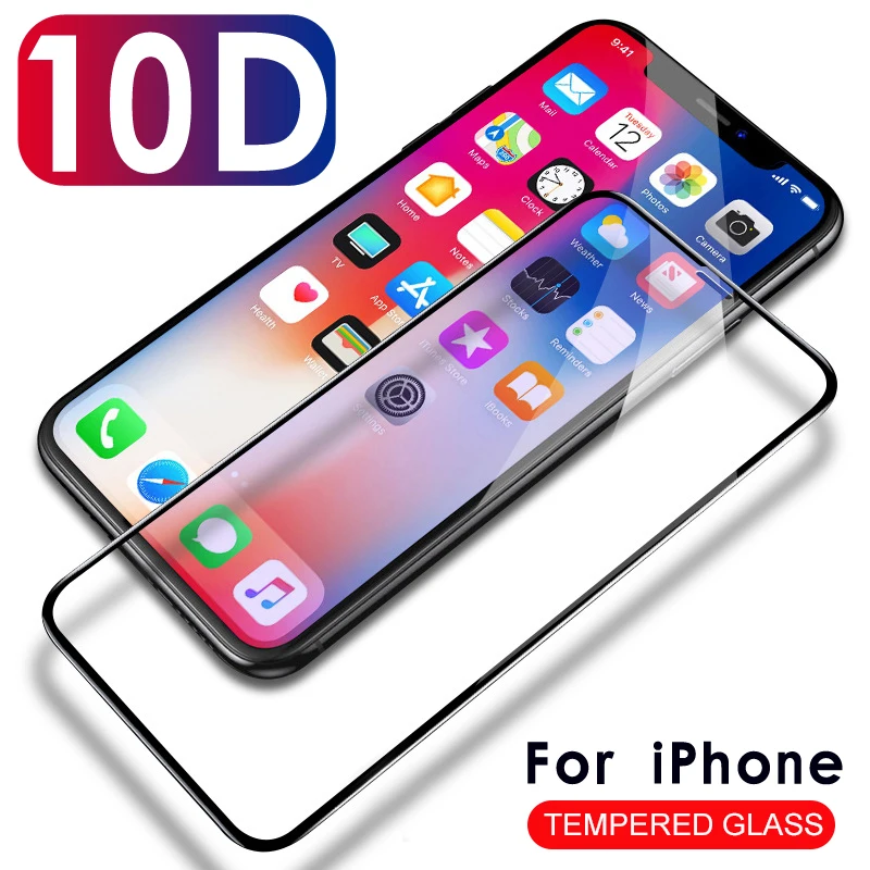 10D Защитное стекло для Apple Iphone X закаленное Защита экрана XS Max XR 7 8 Plus 6 6s защитная